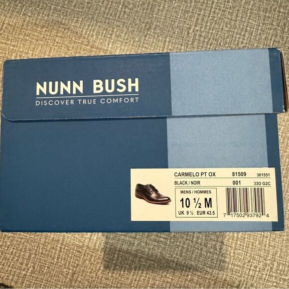 Nunn Bush | Men\'s Carmelo Plain Toe Oxford Dress Shoes‎ - Black, Size 10.5 main image 6